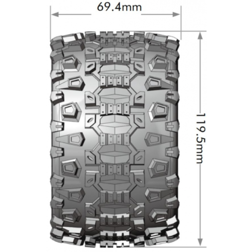 Колеса в сборе (2шт) Louise RC MT-UPHILL Soft для автомоделей монстр трак, трагги 1/10 масштаба, черные диски, HEX: 12,14,17мм фото 2